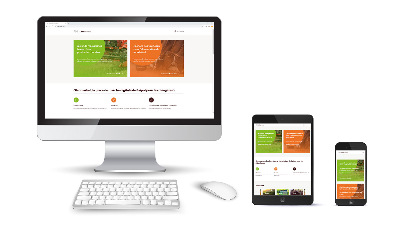 Aperçus du site Oleomarket.fr